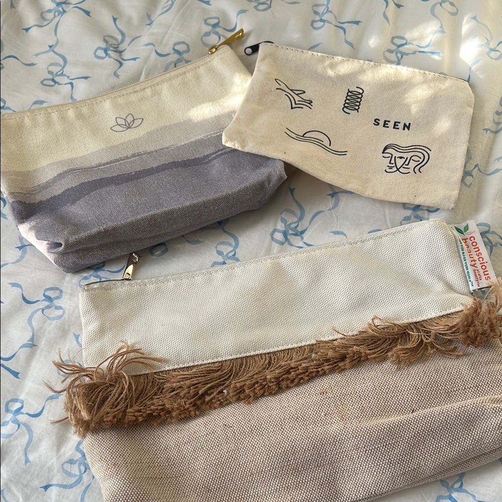 Canvas Pouch Set with Artistic Designs